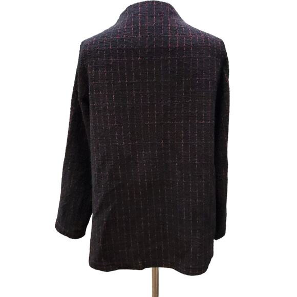 Sahara London Size 1 Black Red Plaid Jacket Asymmetric Front Pockets Sz S - Picture 11 of 15